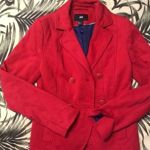 Red polyester blazer to keep you warm and cozy!